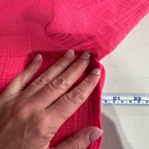 J Crew Double-gauze Button Down Shirt Pink Cotton Size Medium Swim Cover Up - Picture 11 of 12
